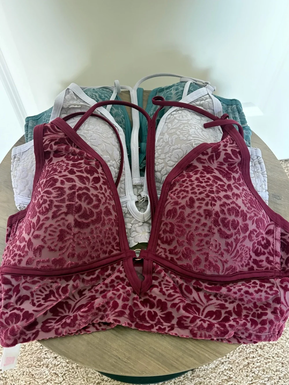 PINK Victoria’s Secret Floral Velvet Bralettes – Bundle of 3 - Picture 2 of 12